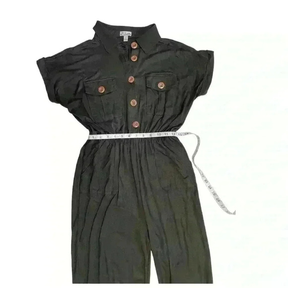 J for Justify Women Black Jumpsuit Size S wooden buttons Boho Outdoor Vacation - Picture 4 of 9